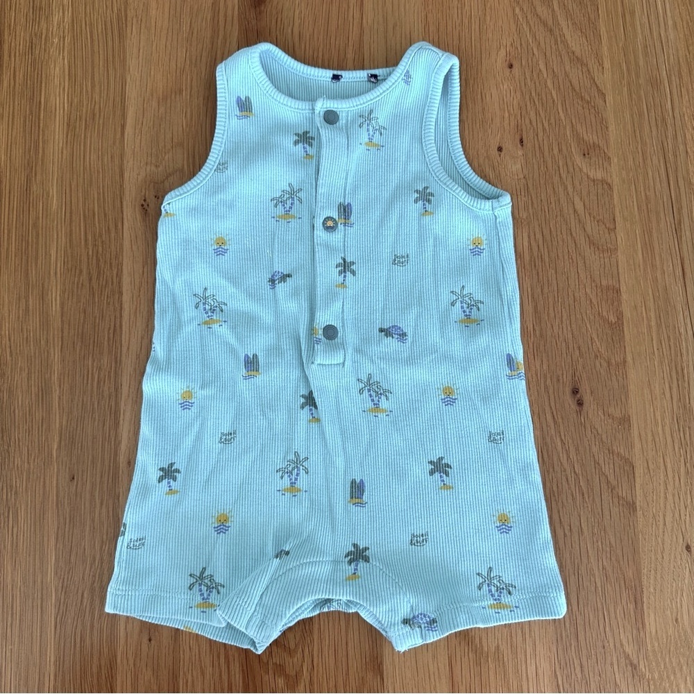 Tropical Print Aqua Baby Romper